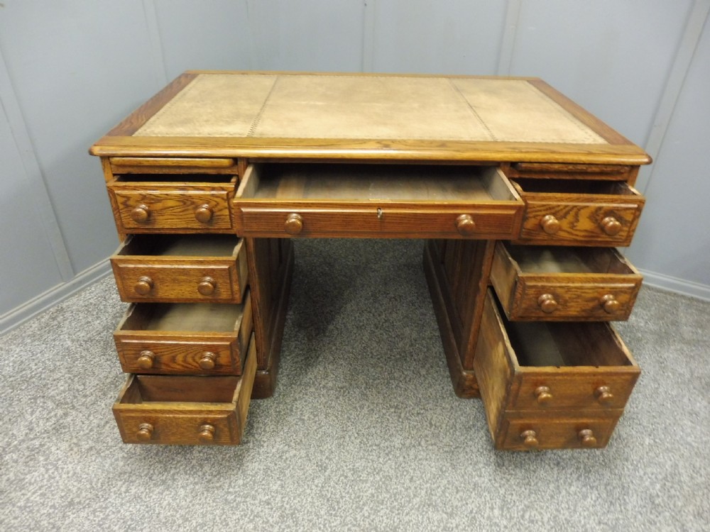 OAK LEATHER TOPPED DESK View X