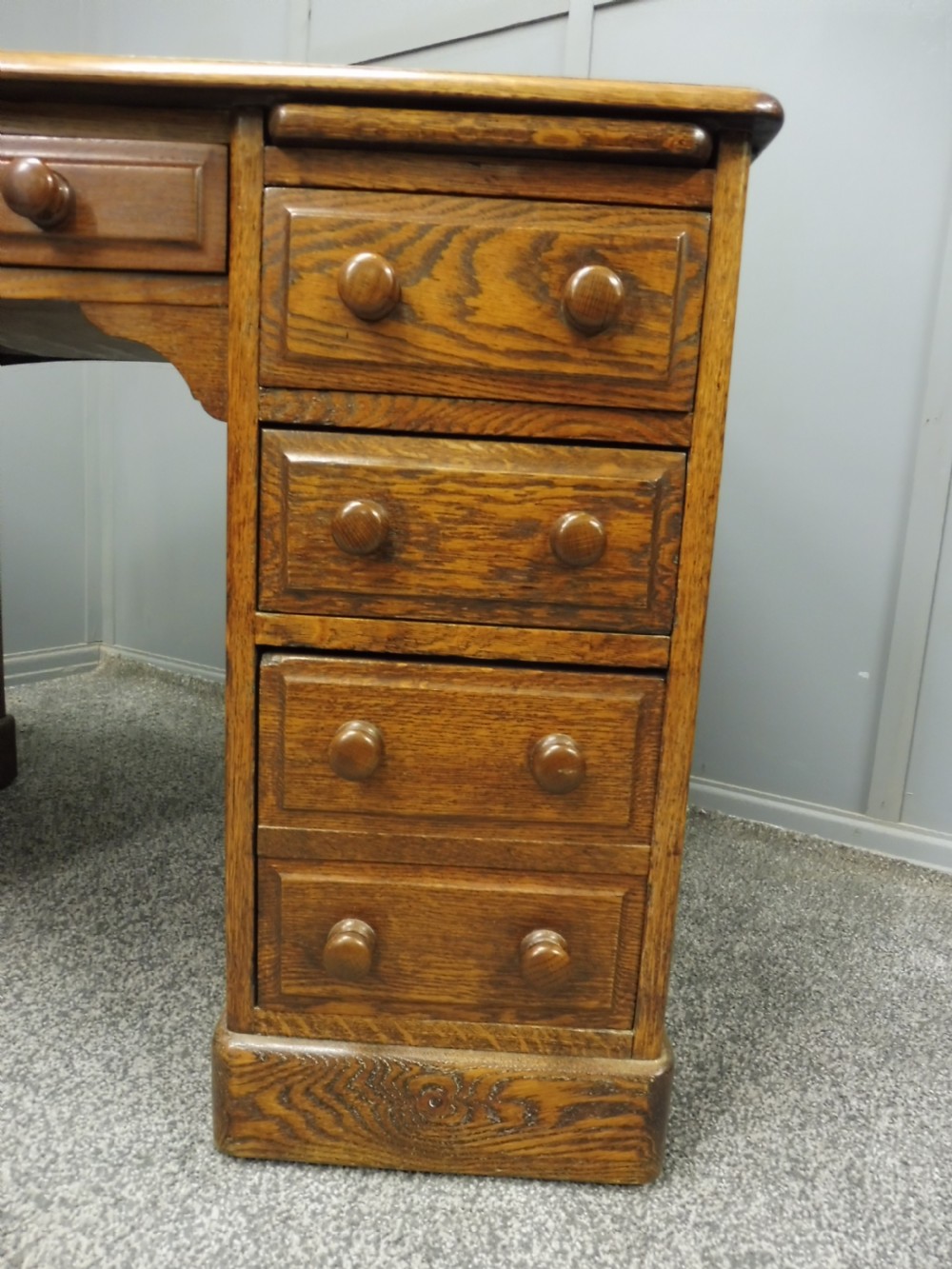 OAK LEATHER TOPPED DESK View XIII