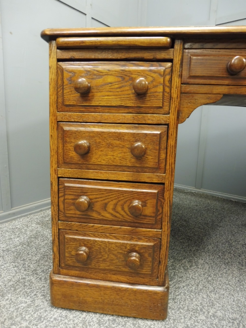 OAK LEATHER TOPPED DESK View XIV