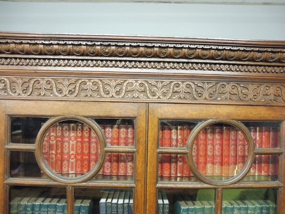 LARGE VICTORIAN CARVED OAK BOOKCASE View VI