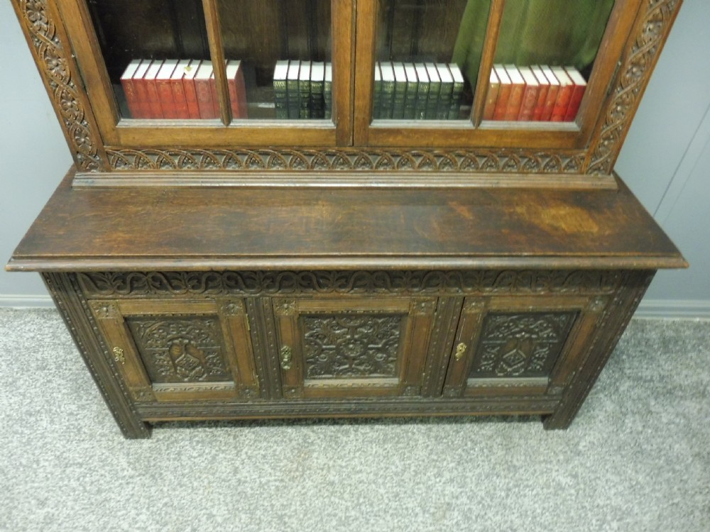 LARGE VICTORIAN CARVED OAK BOOKCASE View IX