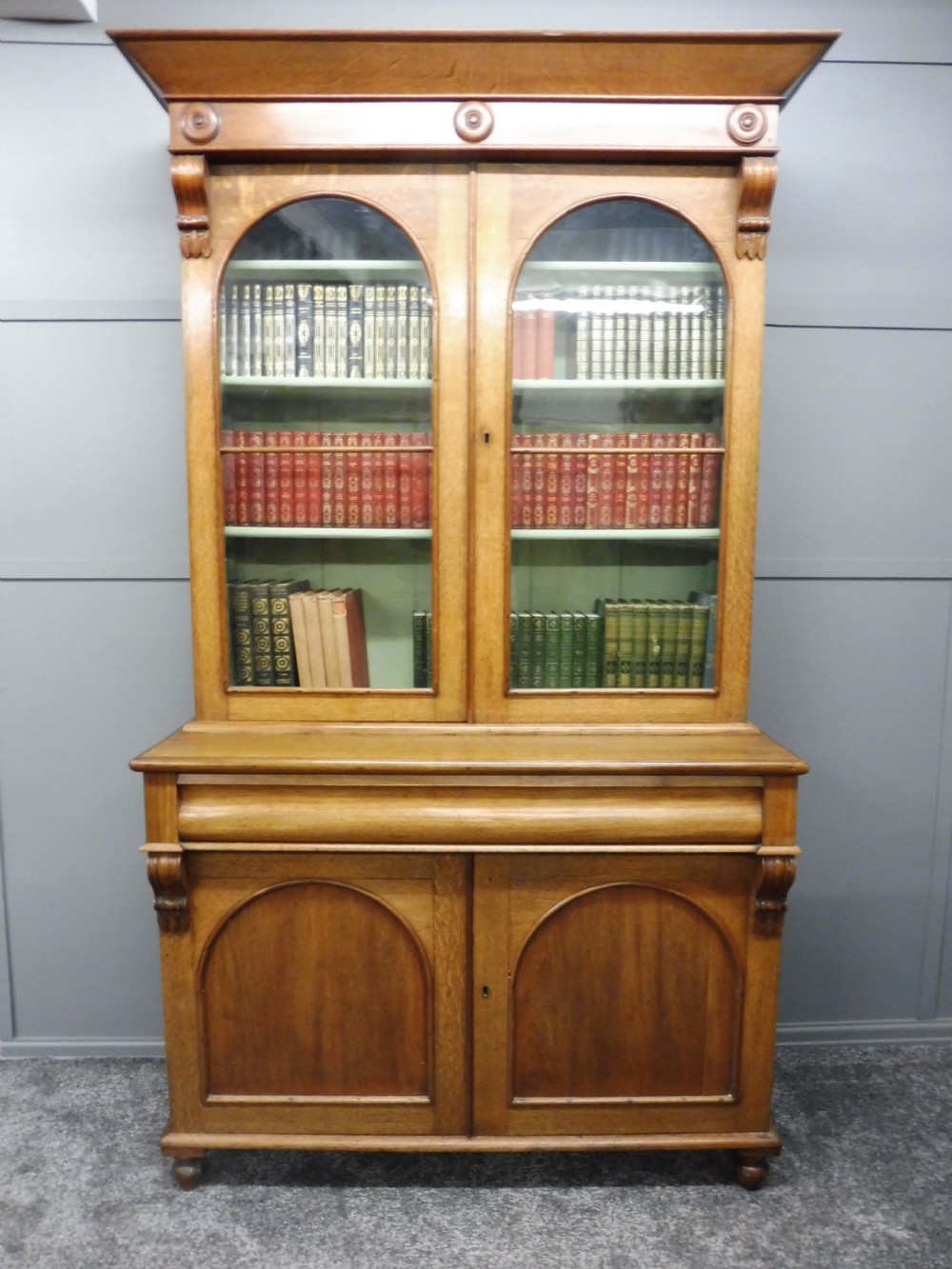 19TH CENTURY OAK AND MAHOGANY BOOKCASE