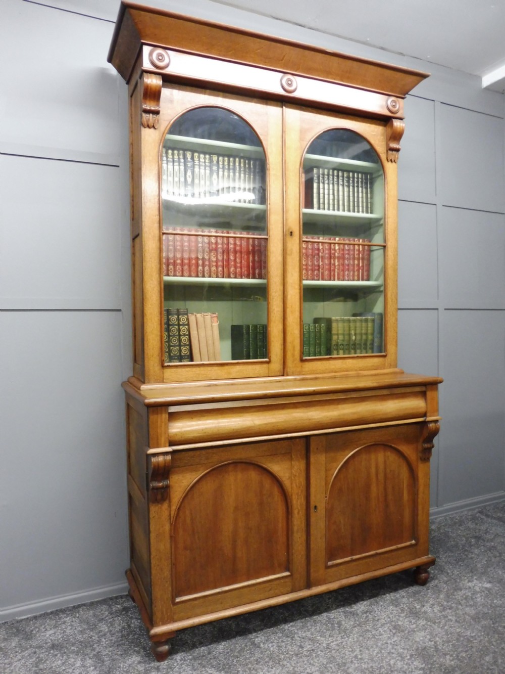 19TH CENTURY OAK AND MAHOGANY BOOKCASE View II
