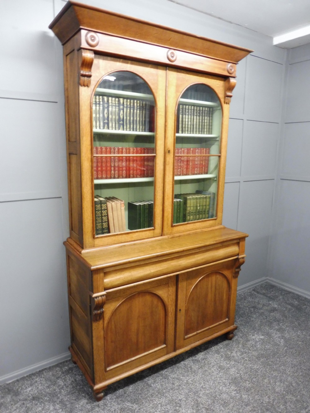 19TH CENTURY OAK AND MAHOGANY BOOKCASE View III