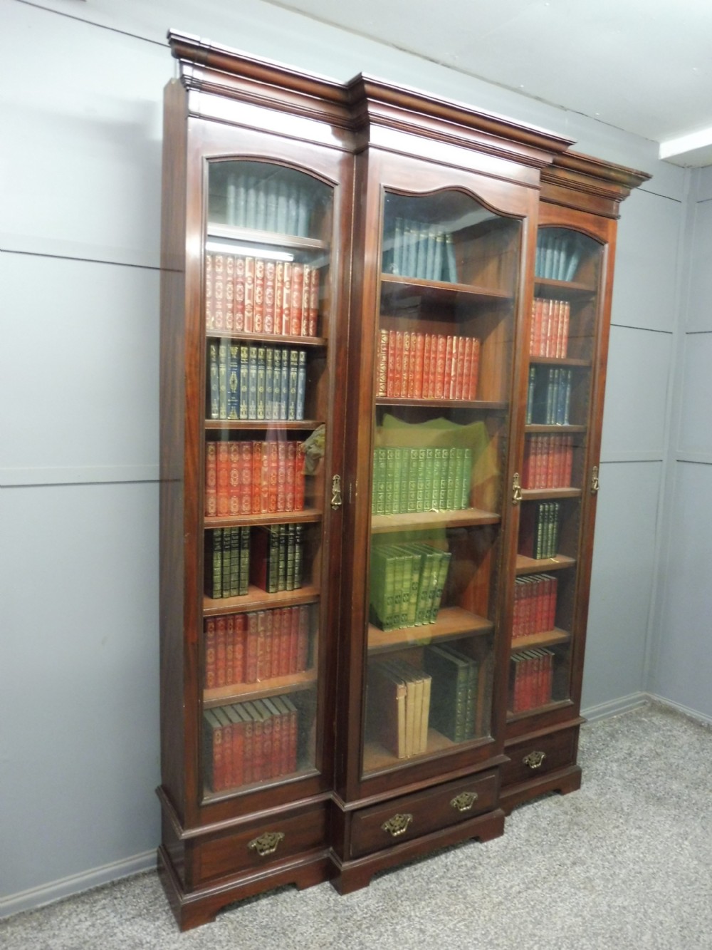 TALL VICTORIAN MAHOGANY GLAZED BOOKCASE View II