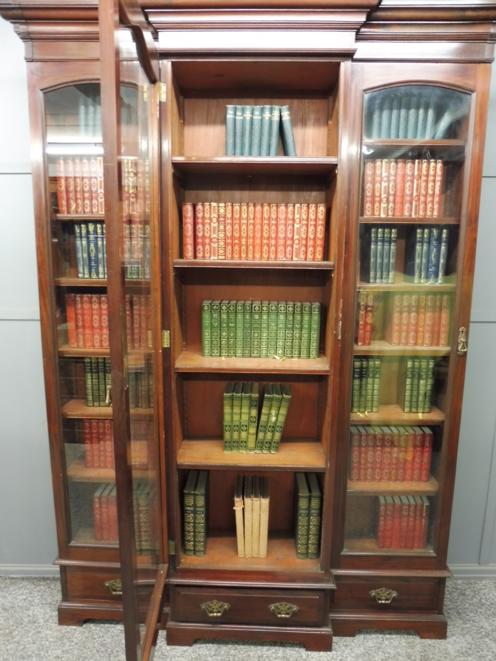 TALL VICTORIAN MAHOGANY GLAZED BOOKCASE View IX