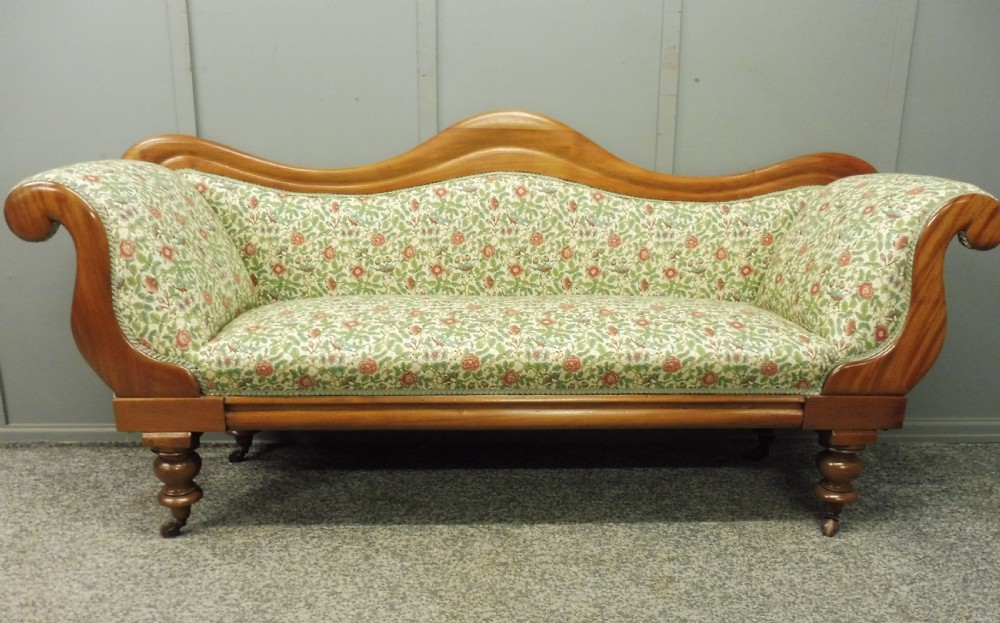 VICTORIAN MAHOGANY SCROLL END SOFA