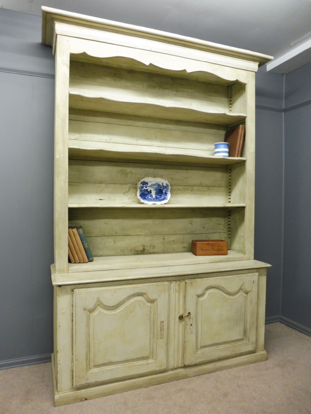LARGE RUSTIC PAINTED FRENCH BOOKCASE