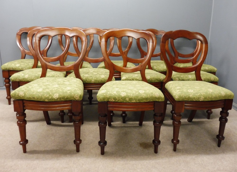 SET OF 12 VICTORIAN MAHOGANY BALLOON BACK DINING CHAIRS View II