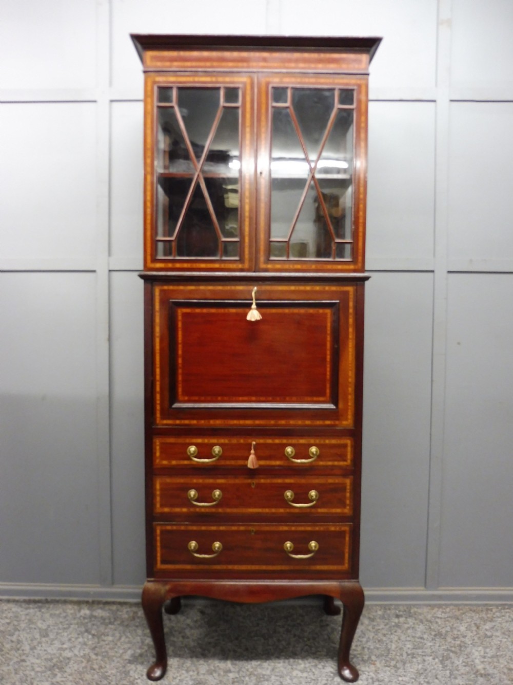 EDWARDIAN INLAID BUREAU CABINET View II