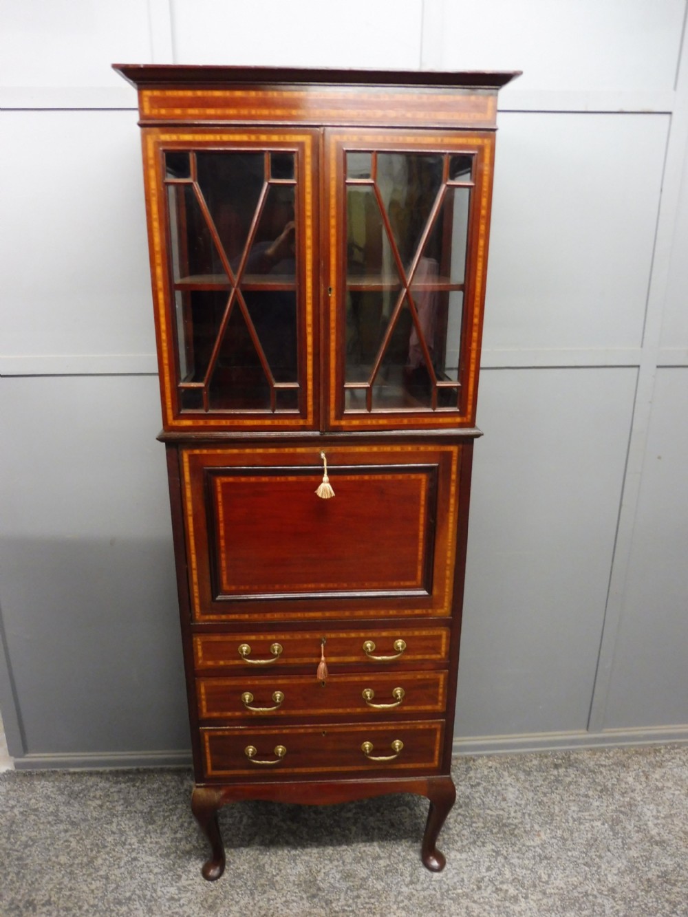 EDWARDIAN INLAID BUREAU CABINET View IX