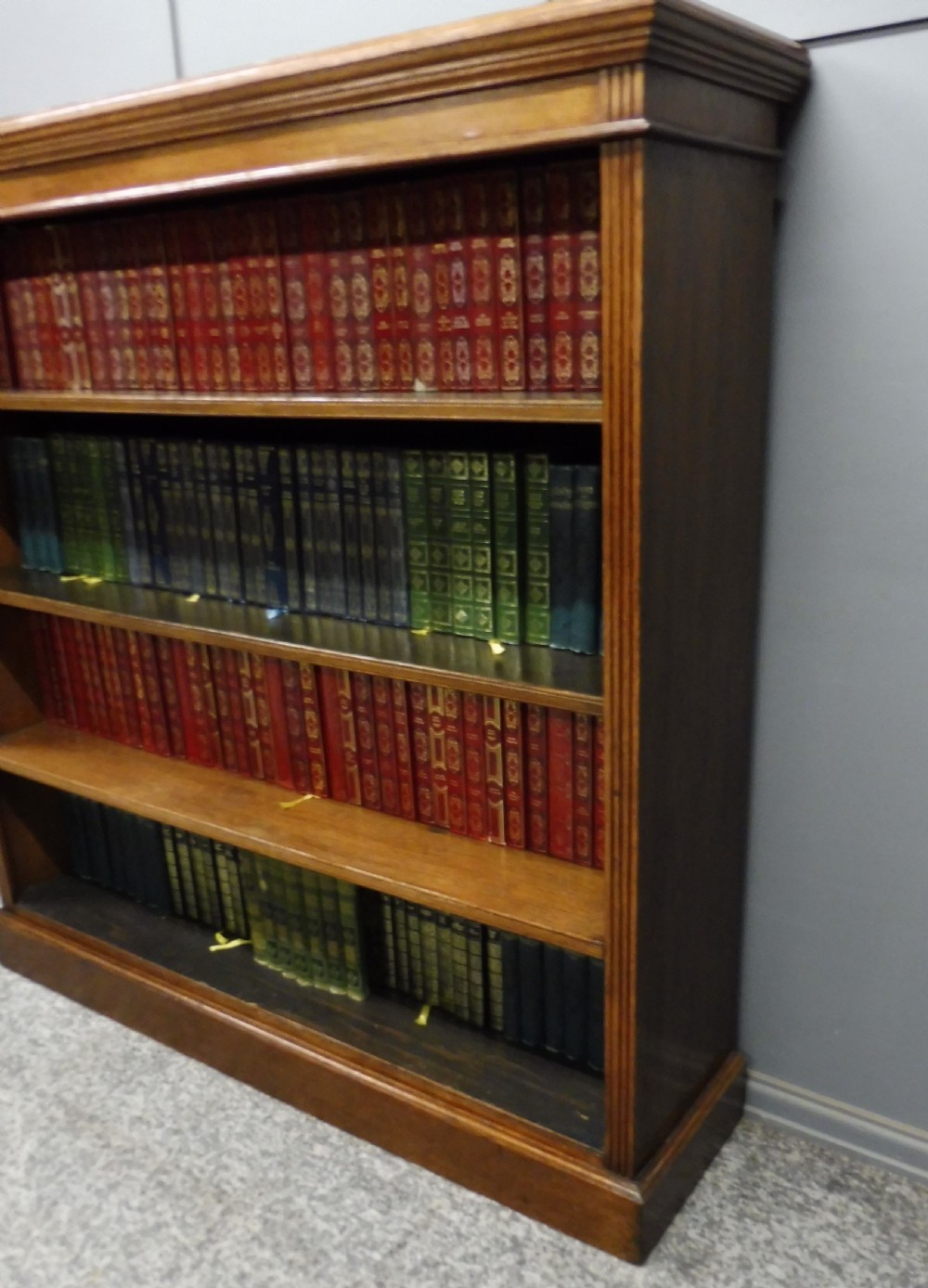 VICTORIAN GOLDEN OAK OPEN BOOKCASE View III