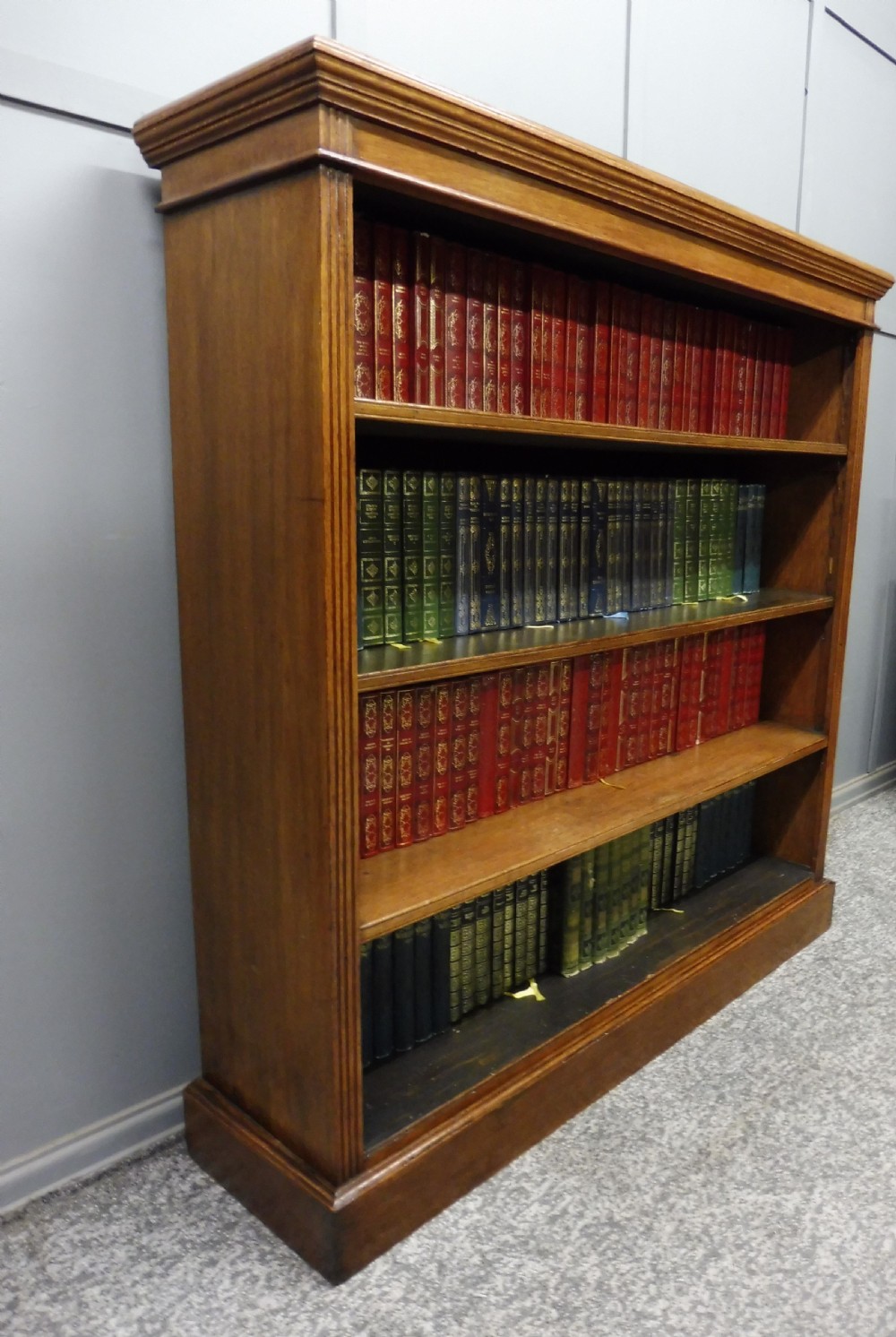 VICTORIAN GOLDEN OAK OPEN BOOKCASE View IV