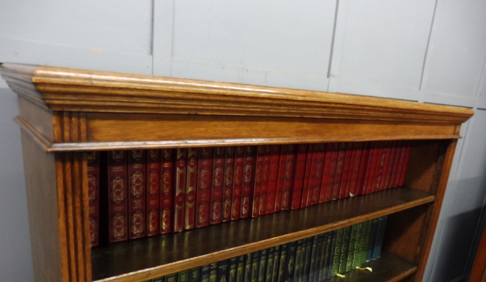 VICTORIAN GOLDEN OAK OPEN BOOKCASE View VI