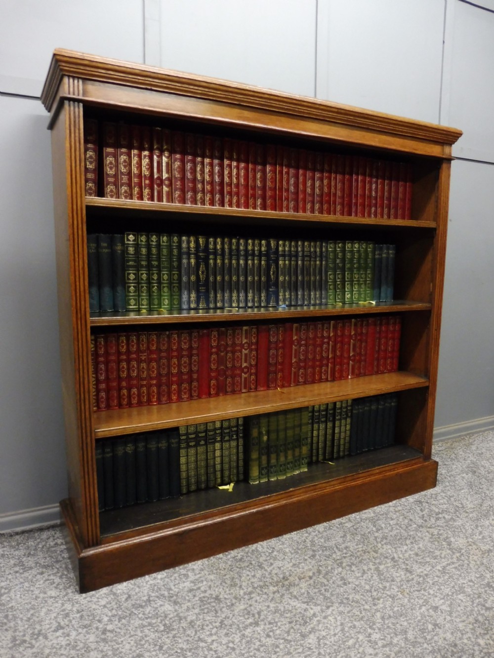 VICTORIAN GOLDEN OAK OPEN BOOKCASE View IX