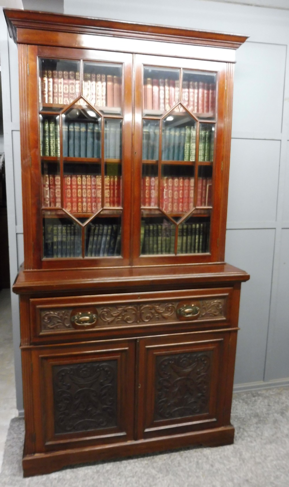 VICTORIAN MAHOGANY SECRETAIRE BOOKCASE 