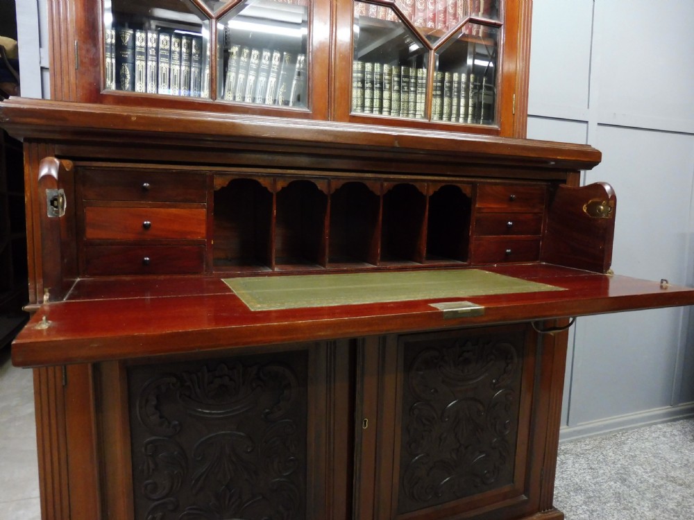 VICTORIAN MAHOGANY SECRETAIRE BOOKCASE  View V