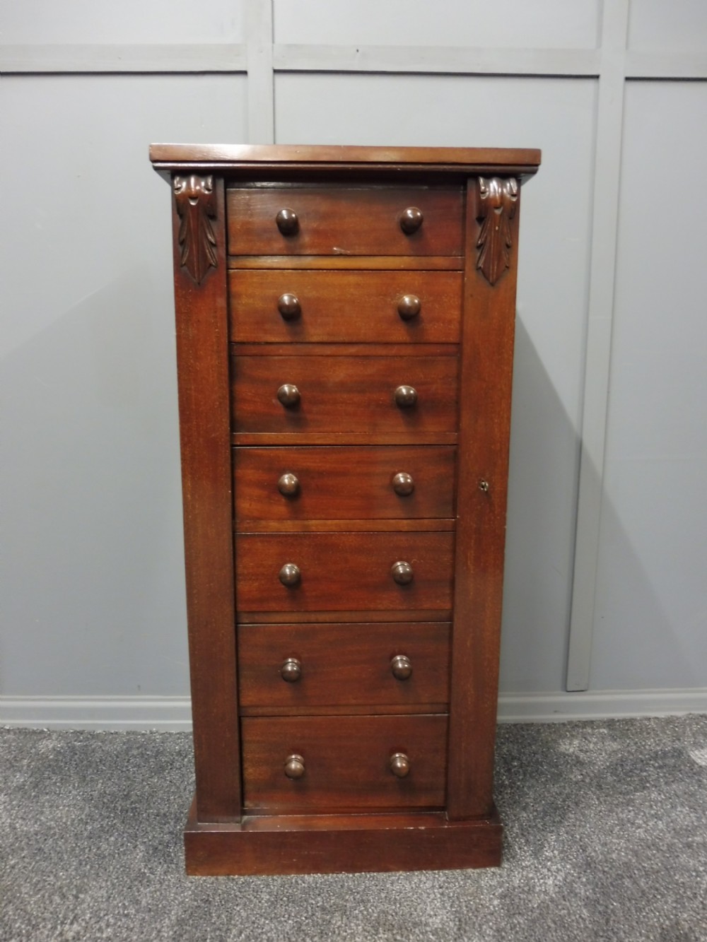 VICTORIAN MAHOGANY WELLINGTON CHEST View II