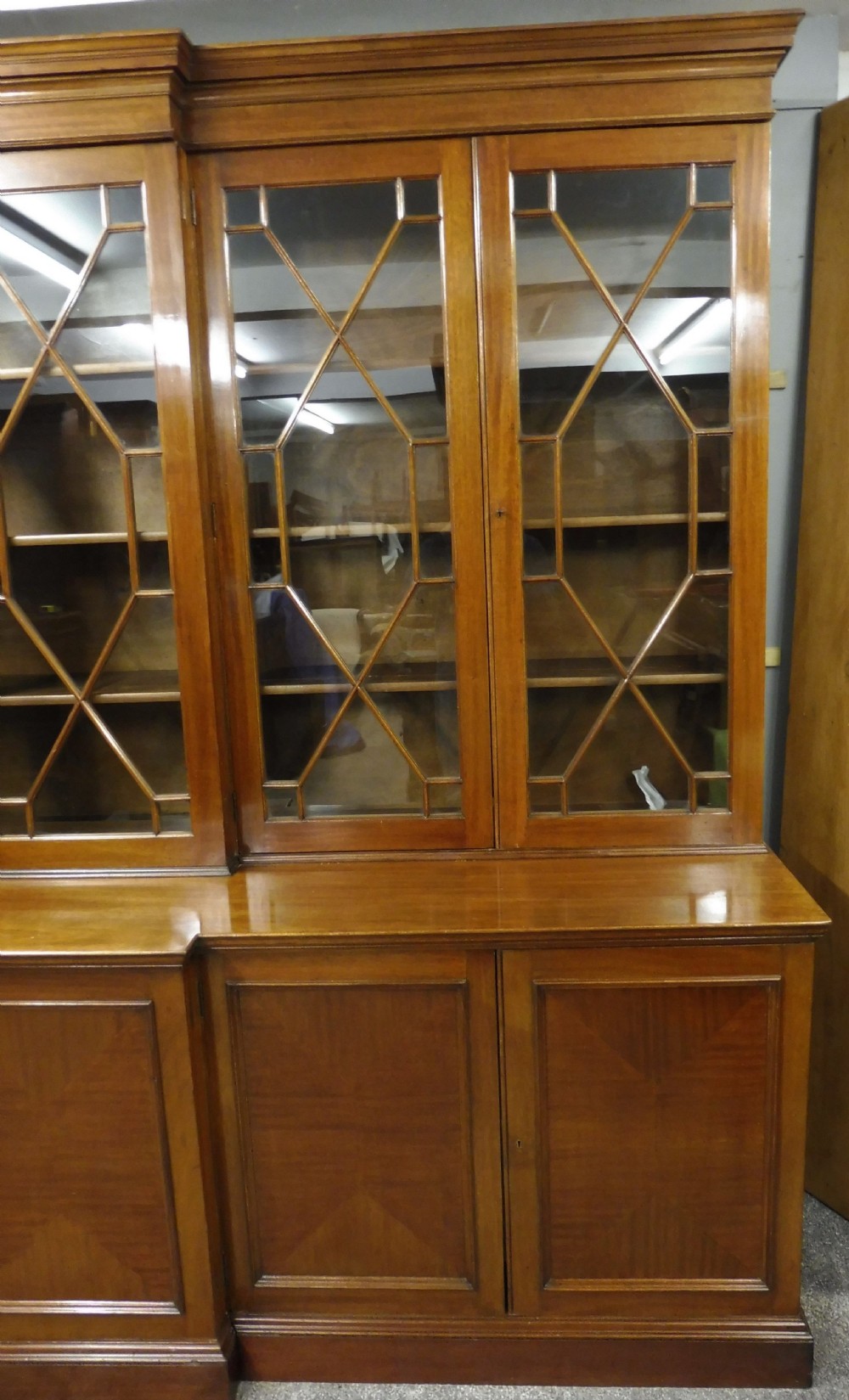 VERY LARGE MAHOGANY GEORGIAN STYLE UNIVERSITY BOOKCASE  View VII