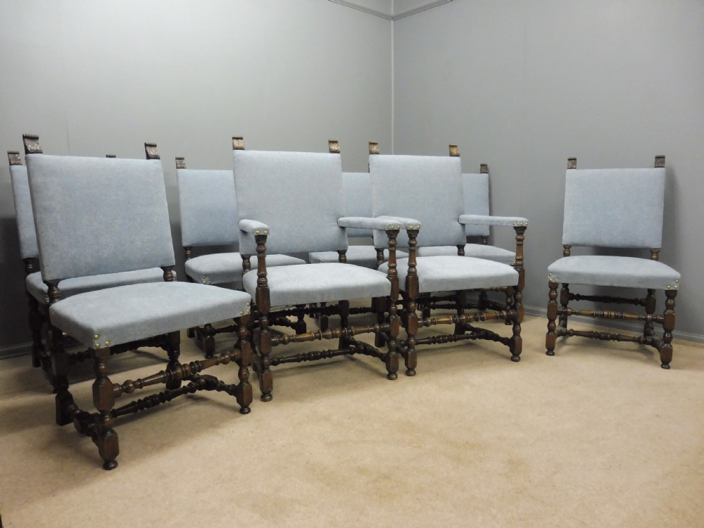 SET OF 8 SUBSTANTIAL OAK DINING CHAIRS View II