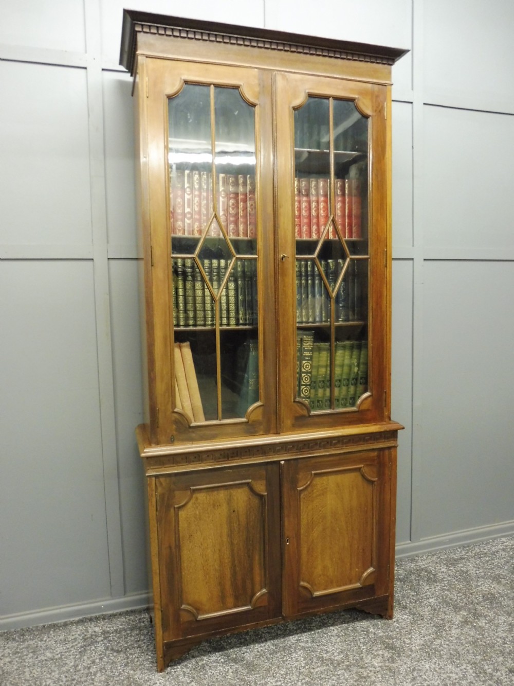 EDWARDIAN WALNUT CABINET BOOKCASE  View II