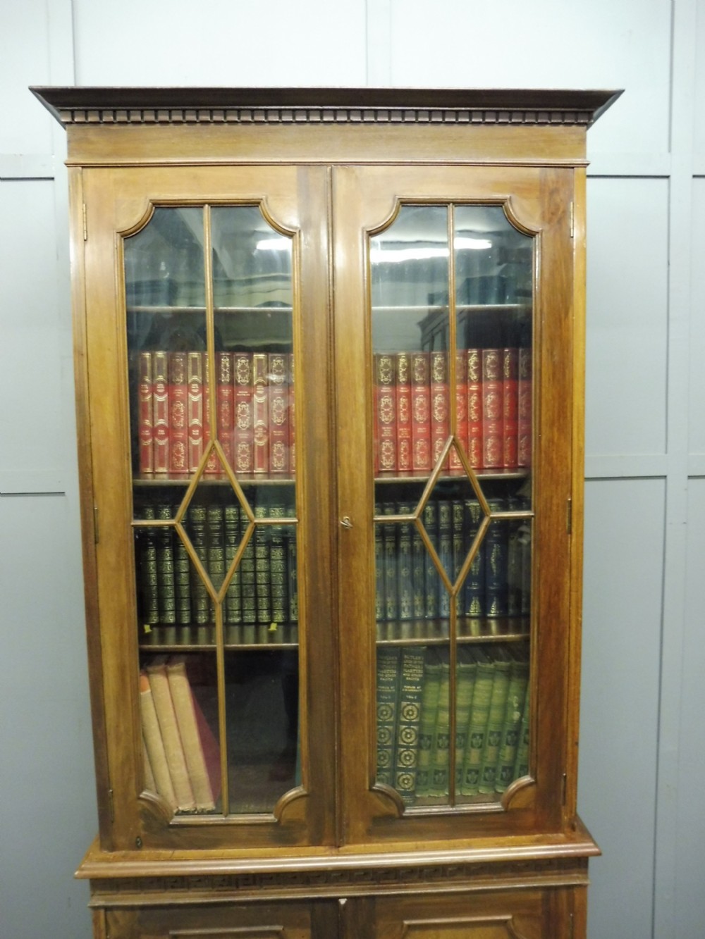 EDWARDIAN WALNUT CABINET BOOKCASE  View III