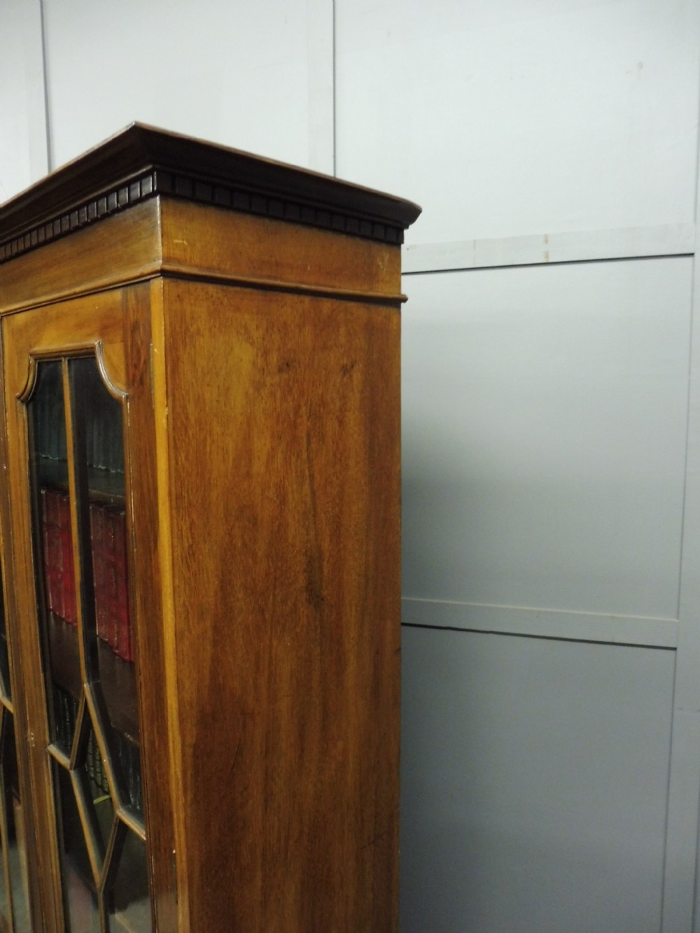 EDWARDIAN WALNUT CABINET BOOKCASE  View VII