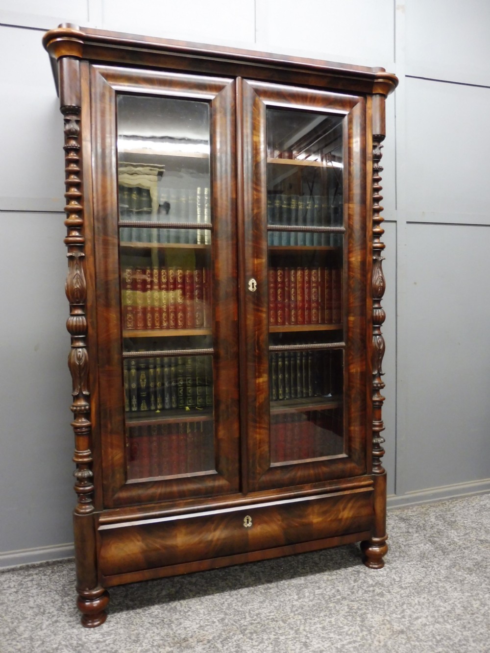 VICTORIAN MAHOGANY BIEDERMEIER BOOKCASE View II