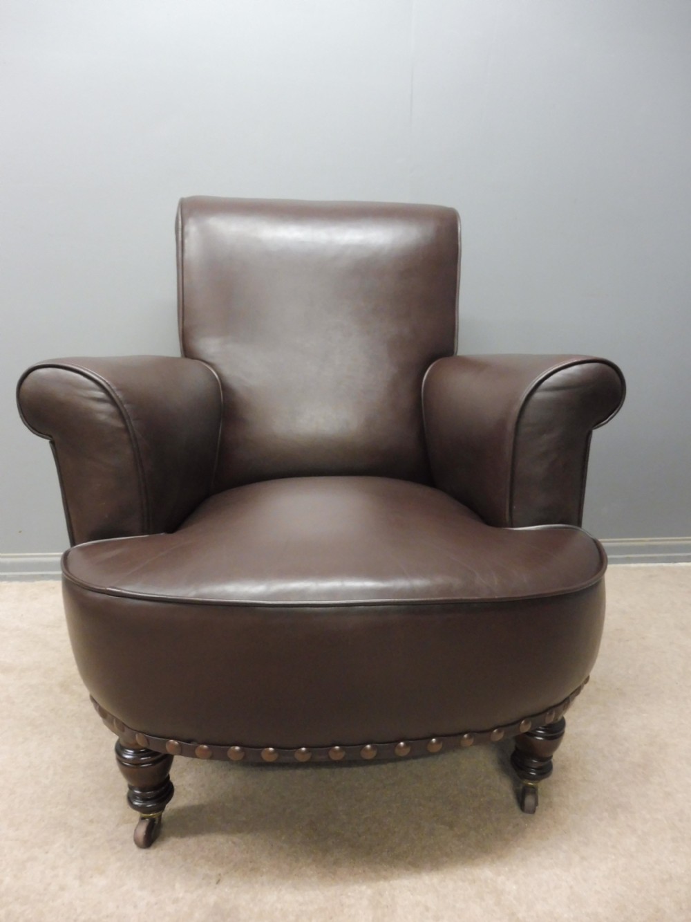GOOD PAIR OF ANTIQUE LEATHER ARMCHAIRS View IV