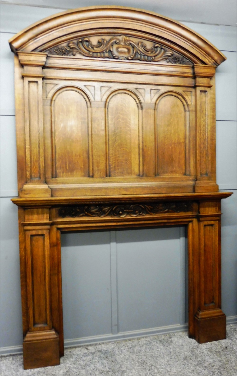 LARGE OAK 19TH CENTURY FIRE SURROUND View II