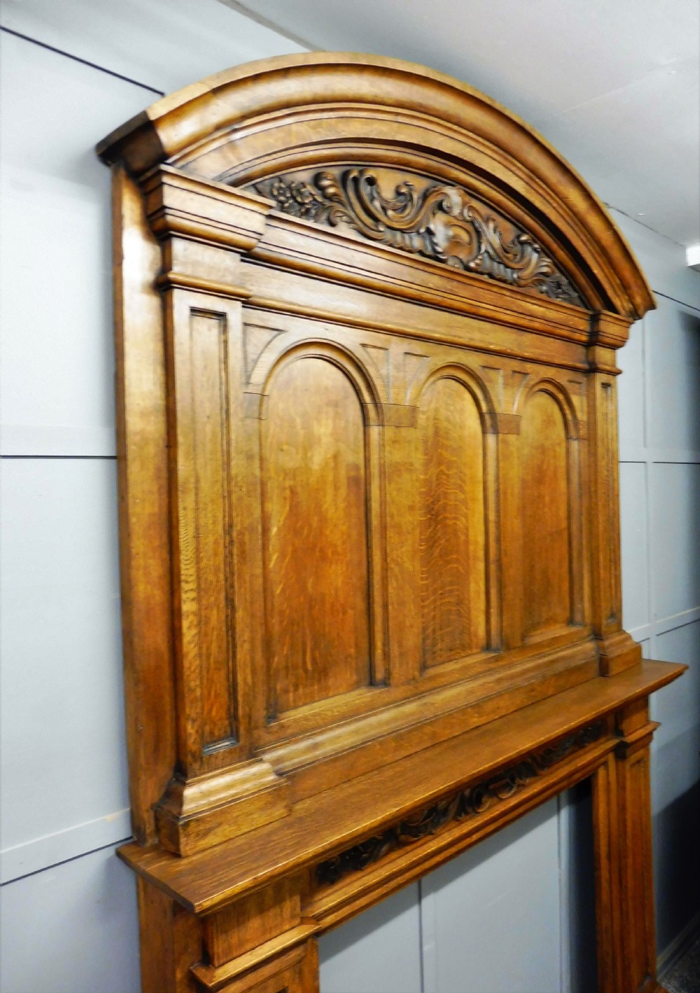LARGE OAK 19TH CENTURY FIRE SURROUND View VIII