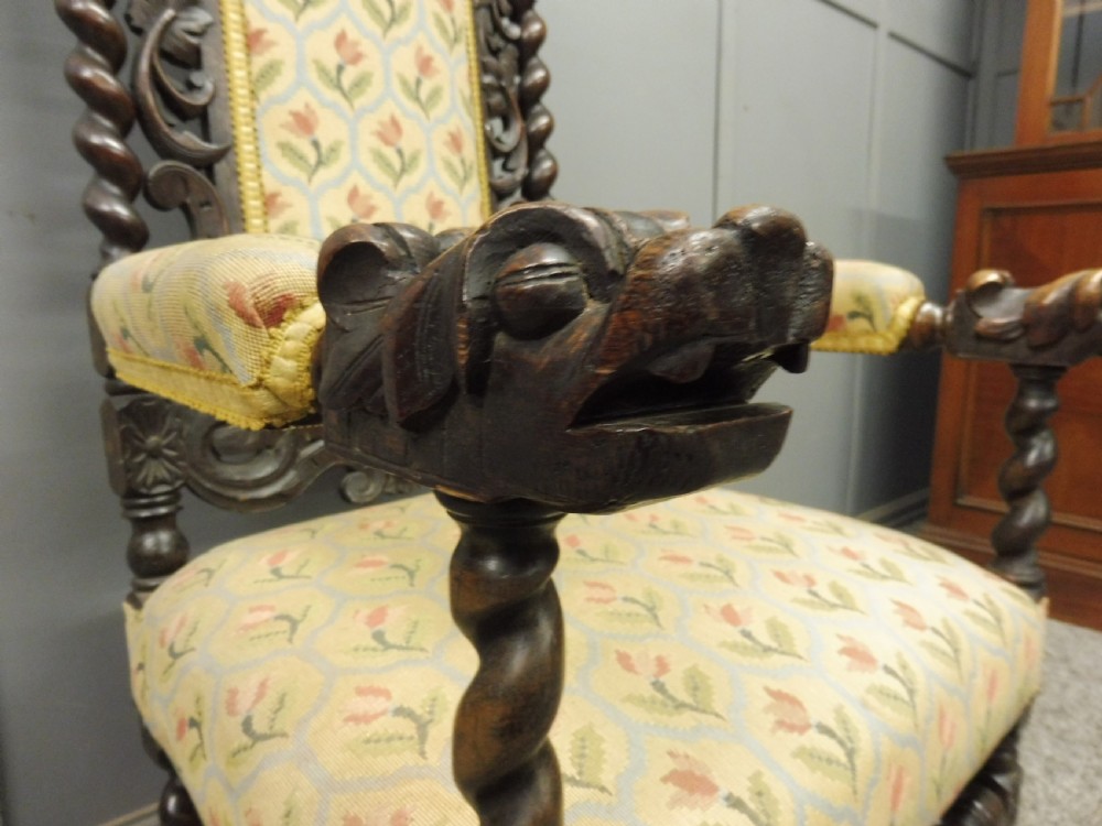 19TH CENTURY CARVED OAK ARMCHAIR View IV