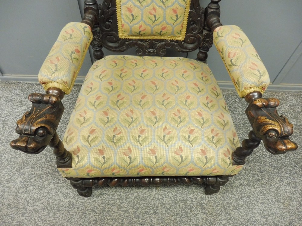 19TH CENTURY CARVED OAK ARMCHAIR View VI