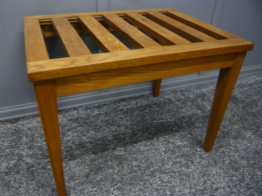 Splendid Oak Edwardian luggage suitcase stand c1920 View IV