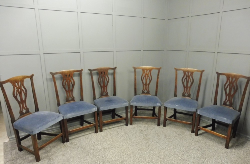 SET OF SIX GEORGE 111 OAK COUNTRY DINING CHAIRS