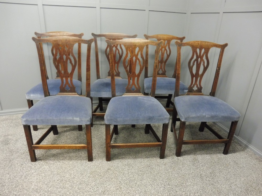 SET OF SIX GEORGE 111 OAK COUNTRY DINING CHAIRS View II