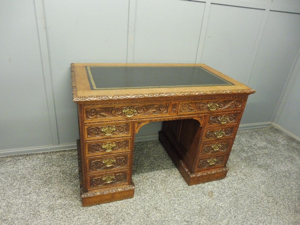 19TH CENTURY CARVED OAK DESK View IV