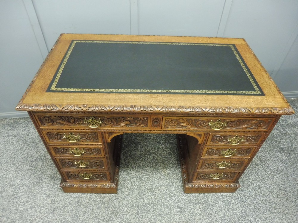 19TH CENTURY CARVED OAK DESK View X