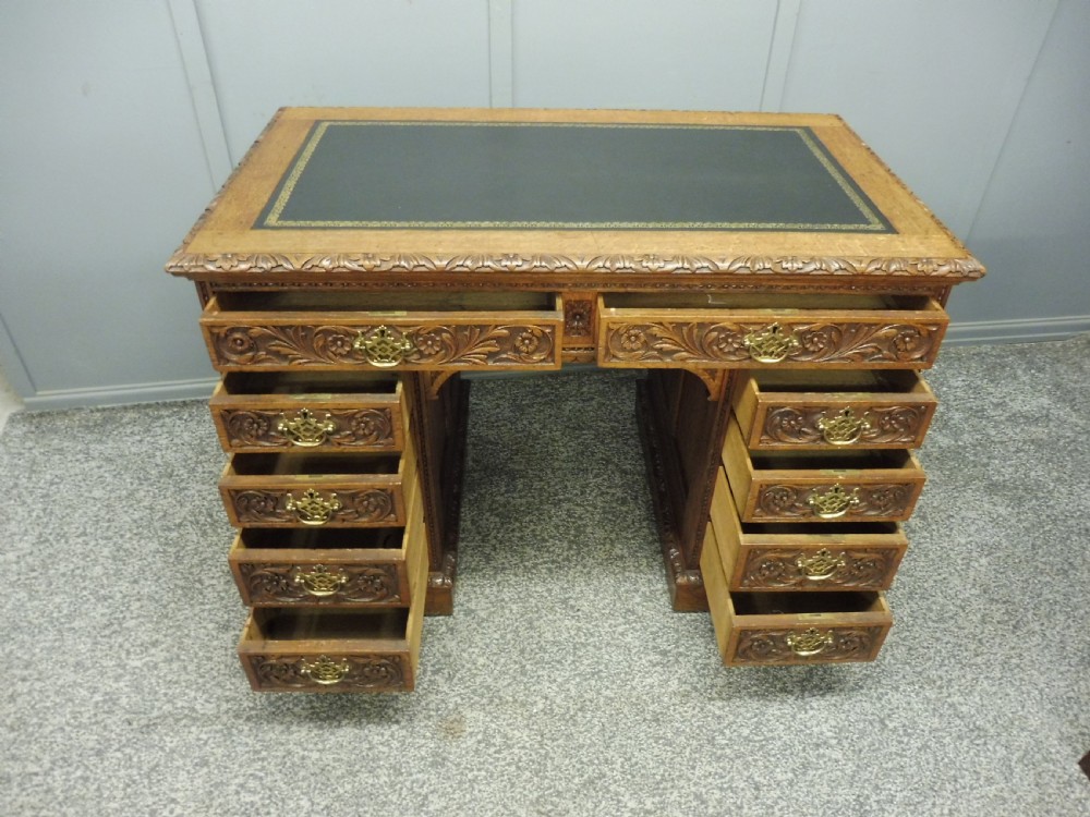 19TH CENTURY CARVED OAK DESK View XI