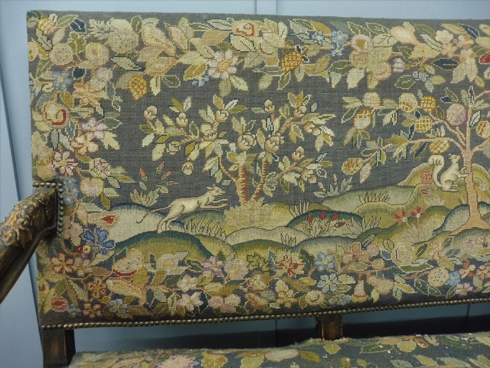 UNIQUE 19th CENTURY OAK DEEP SEATED TAPESTRY SOFA  View VII