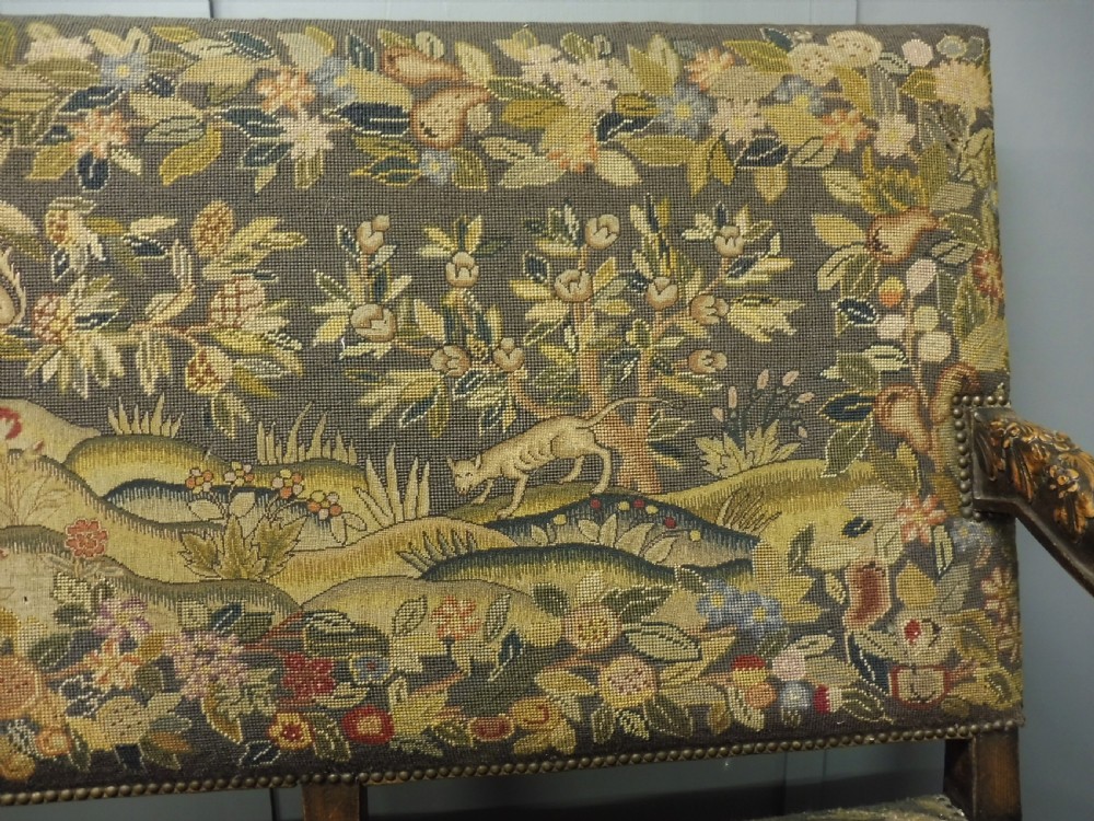 UNIQUE 19th CENTURY OAK DEEP SEATED TAPESTRY SOFA  View IX
