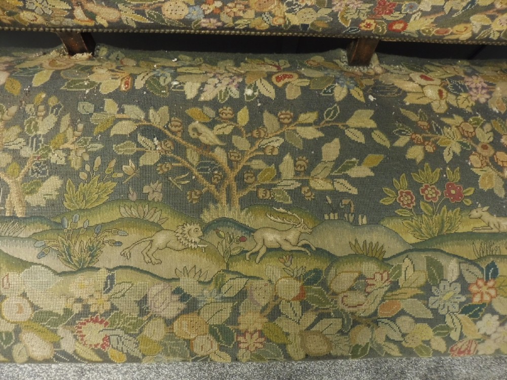UNIQUE 19th CENTURY OAK DEEP SEATED TAPESTRY SOFA  View XI