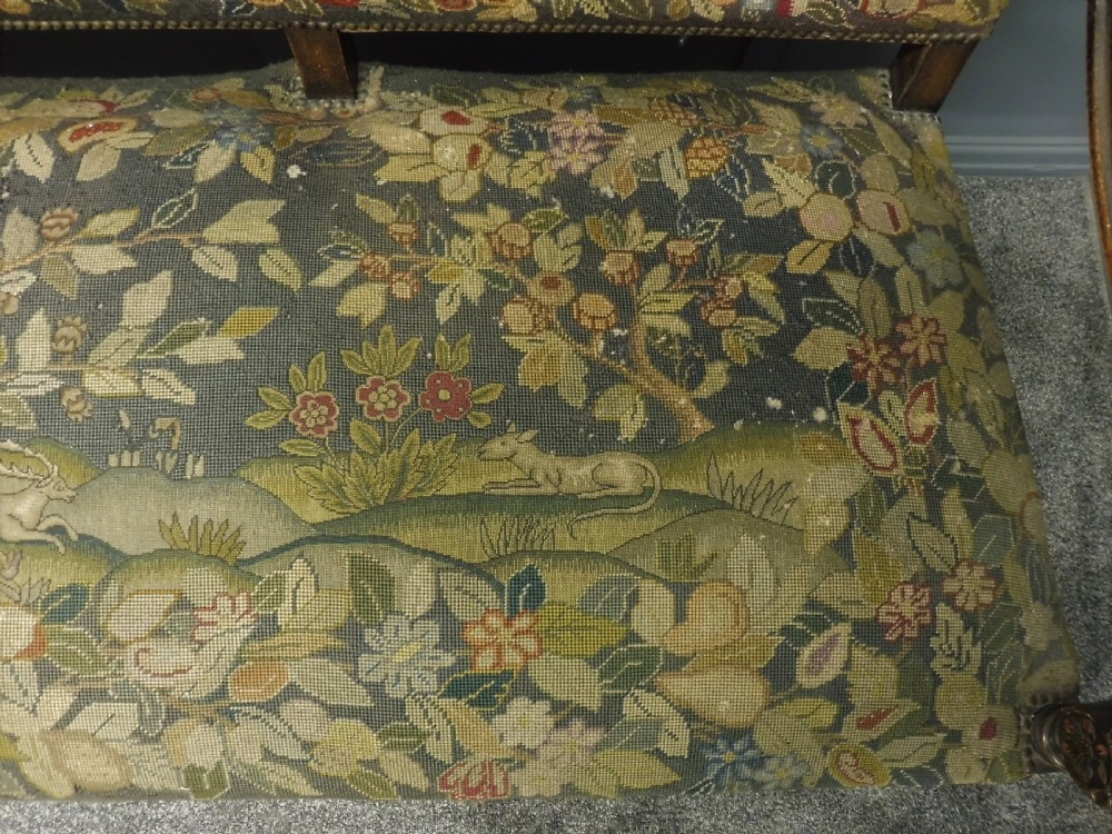 UNIQUE 19th CENTURY OAK DEEP SEATED TAPESTRY SOFA  View XII