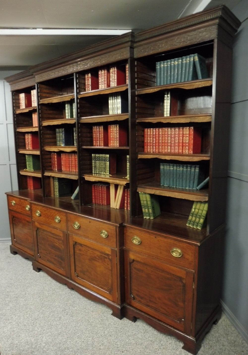 RARE LARGE GEORGIAN CAMPAIGN BOOKCASE View III