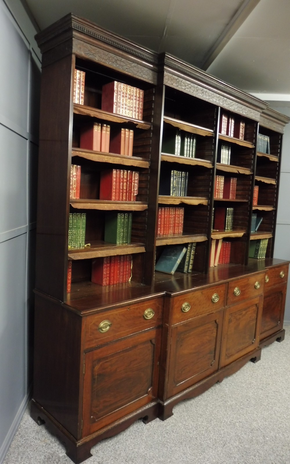 RARE LARGE GEORGIAN CAMPAIGN BOOKCASE View IX