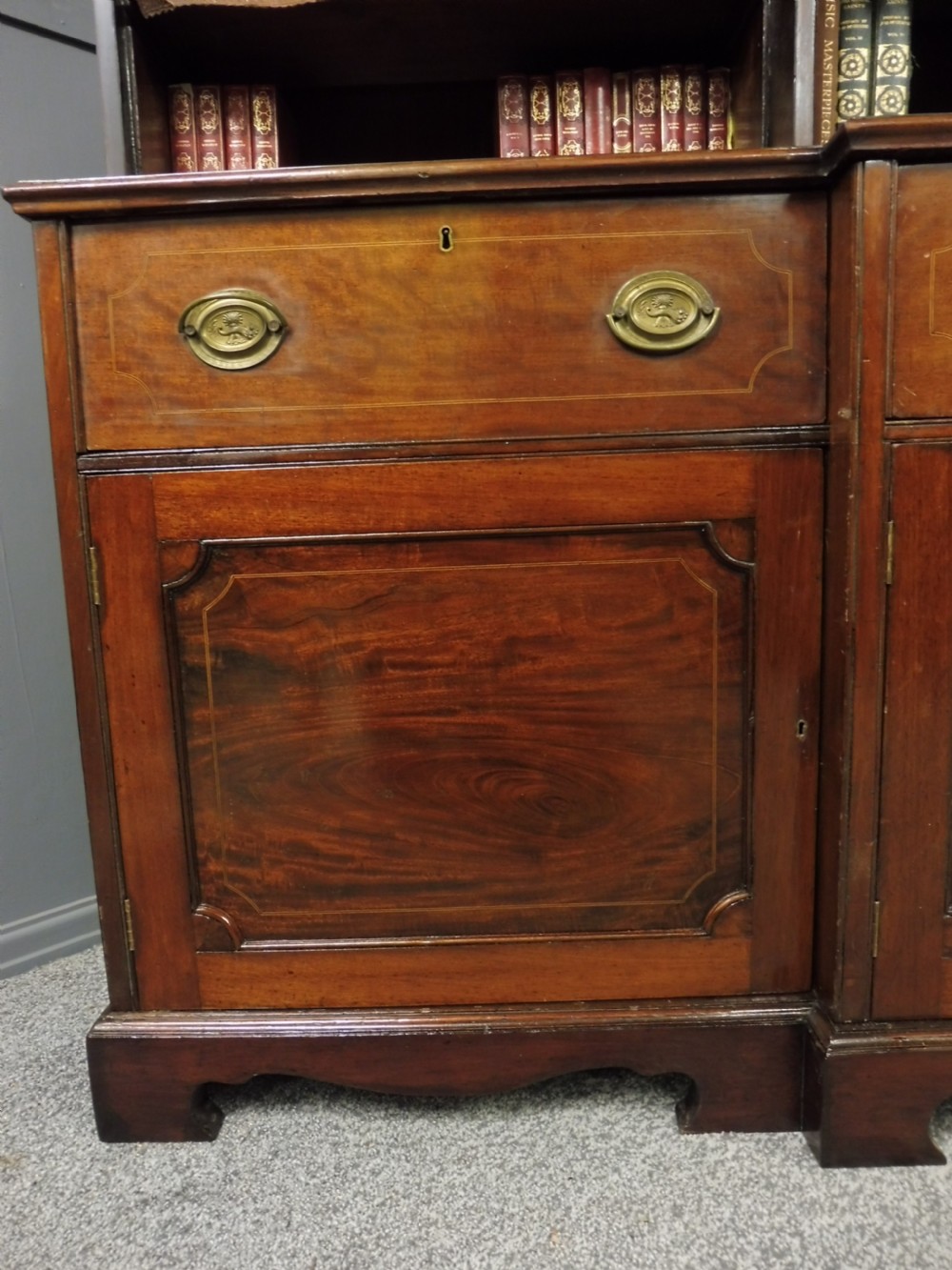RARE LARGE GEORGIAN CAMPAIGN BOOKCASE View X