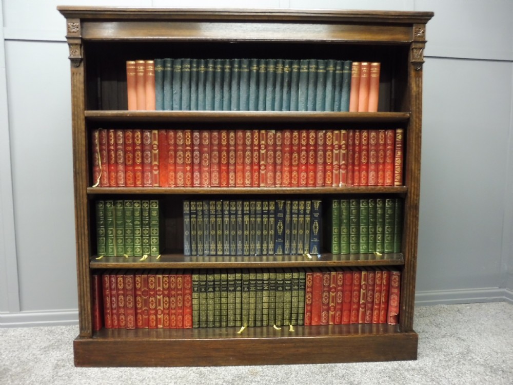 EDWARDIAN OAK OPEN BOOKCASE