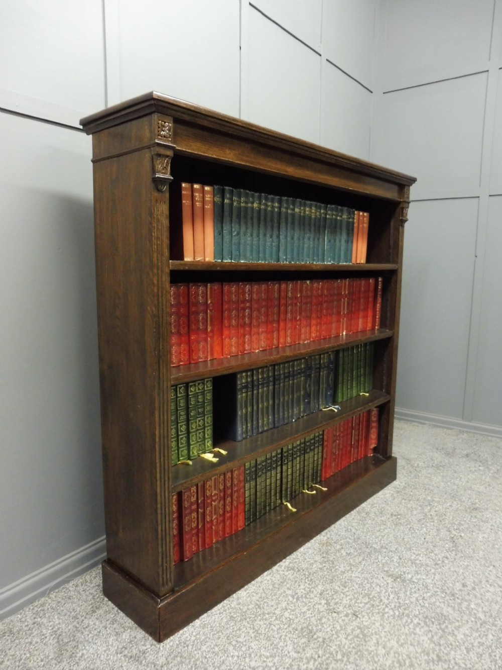 EDWARDIAN OAK OPEN BOOKCASE View III