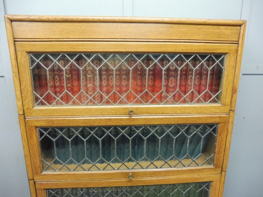 EDWARDIAN GOLDEN OAK STACKING BOOKCASE View V