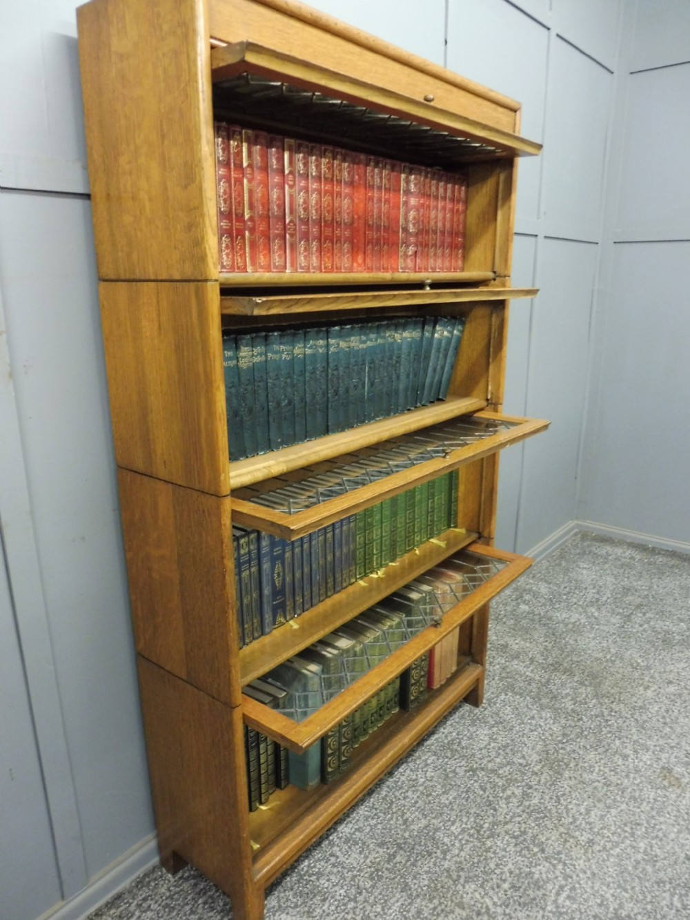 EDWARDIAN GOLDEN OAK STACKING BOOKCASE View X